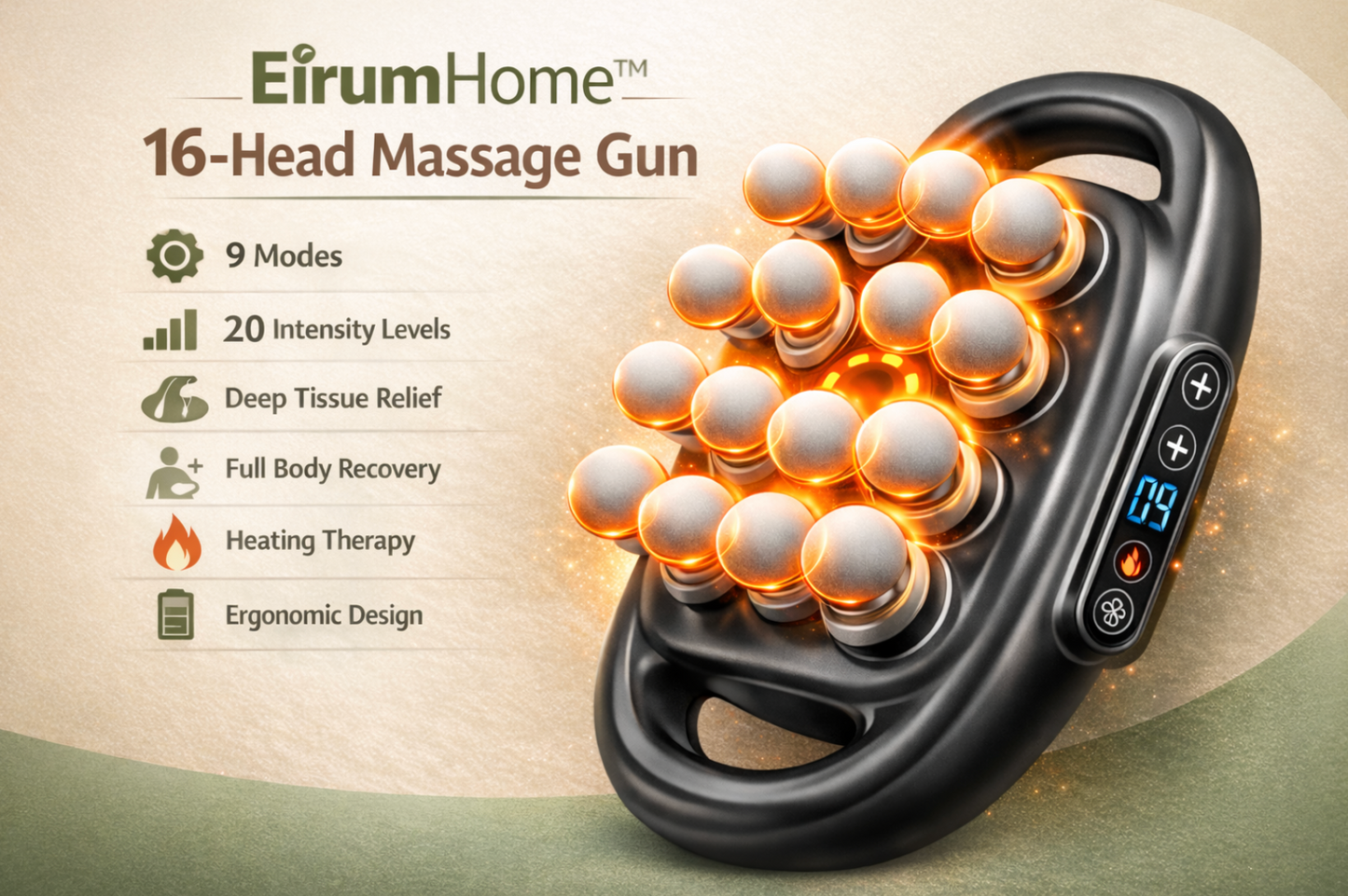 EirumHome™ 16-Head Massage Gun