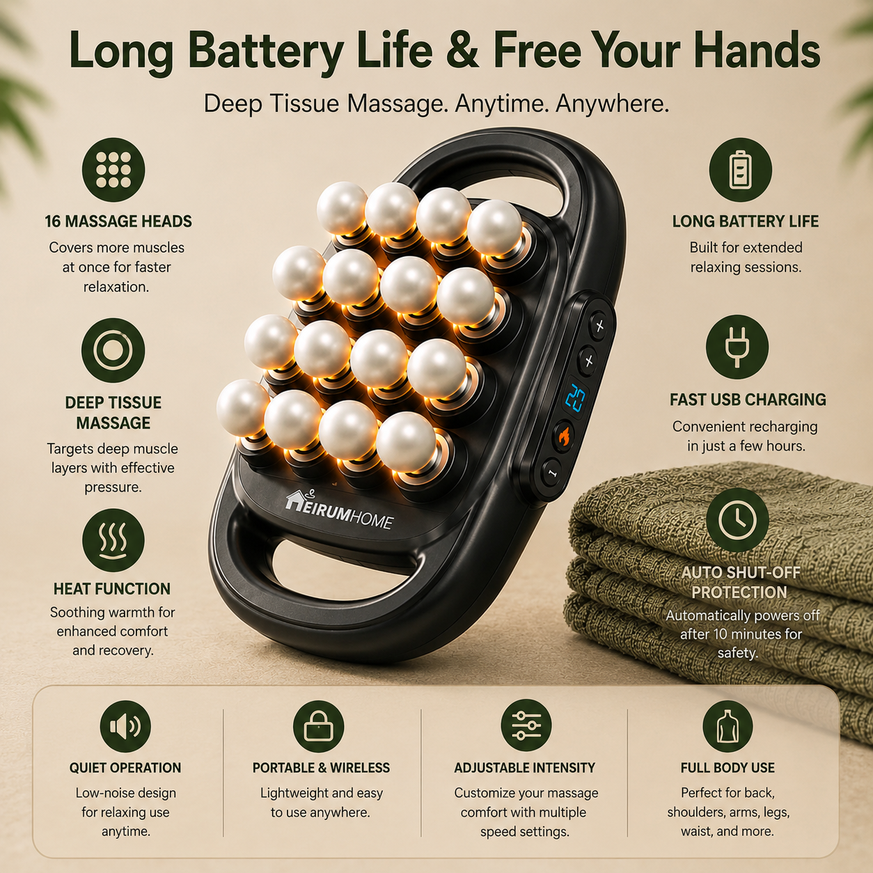 EirumHome™ 16-Head Massage Gun