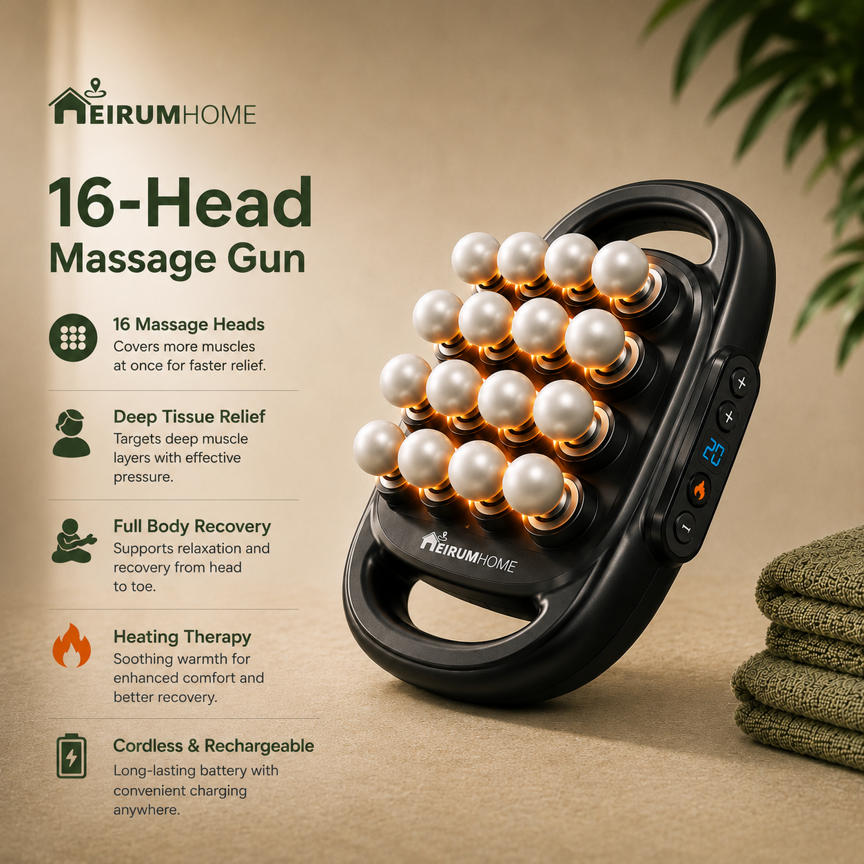 EirumHome™ 16-Head Massage Gun