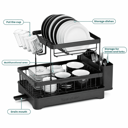 EirumHome™ FlowDry 2-Tier Dish Rack